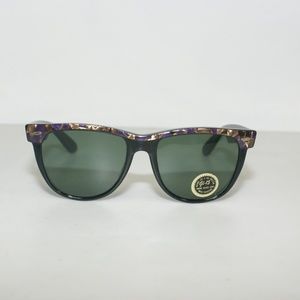 NWT Vintage 80's Large Blues Bro II Designer Sunglasses (Black/Purple)